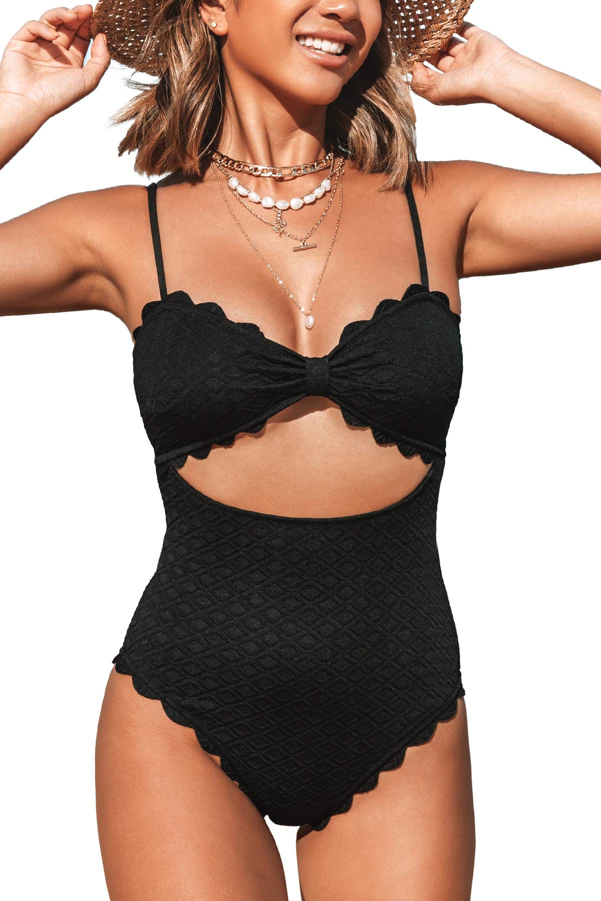 CUPSHE Women's Sexy Black Cutout One Piece Swimsuit for Summer Beach Party Picks
